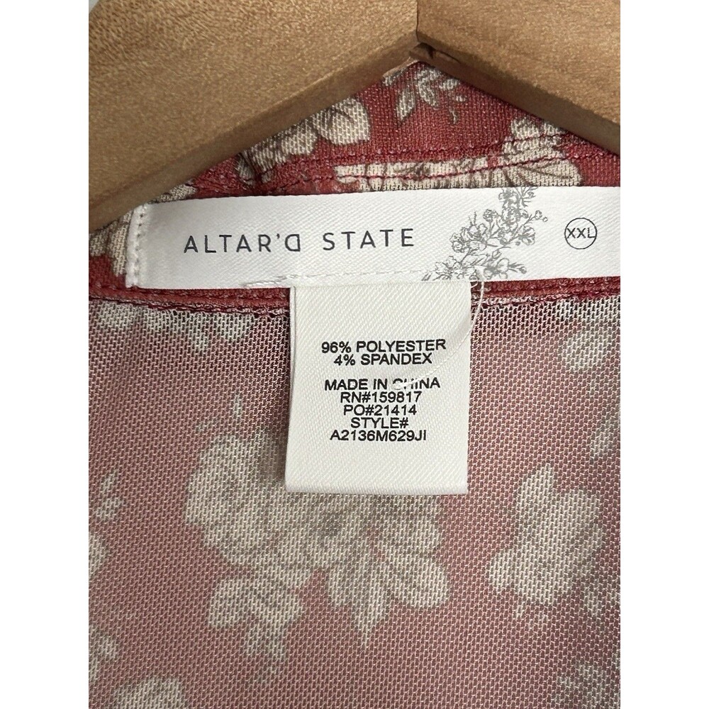 Altar'd State Floral Long Sleeve Blouse XXL Sheer Rouched Button Up Cottage Core - Picture 3 of 3